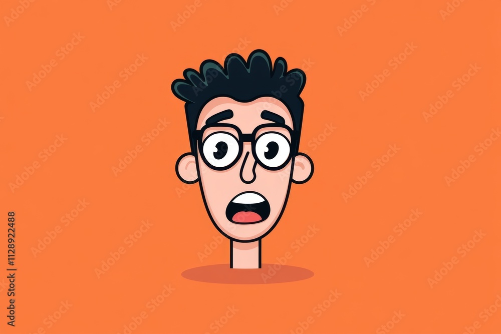 Poster A minimalist icon of a face with mixed emotions, using dual tones and simple shapes to convey complexity
