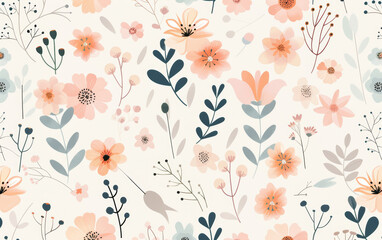 Fototapeta premium Retro style floral texture art background 