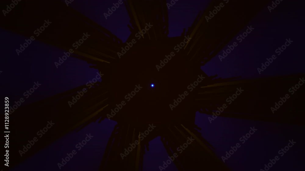 Poster abstract rotating shapes with seamless neon lights