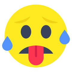 A flat rounded design icon of sweat face