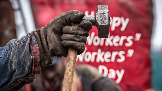 Manual Worker Celebrating Labour Appreciation Day with Rust Covered Tools and Gritty Workwear