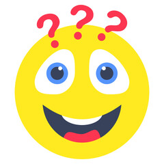 Conceptual flat rounded design icon of confused emoji