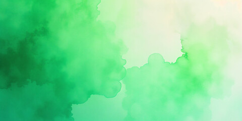 Obraz premium green watercolor background painting on paper texture, pastel blue green colors in blotches and paint bleed design