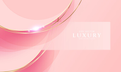 Pink abstract background with gold line elements modern design vector illustration