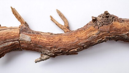 Fototapeta premium Dead tree branches with cracked bark. Isolated on transparent background, cutout cut out