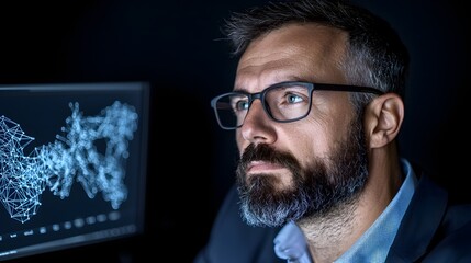 Professional man analyzing data in a modern workspace