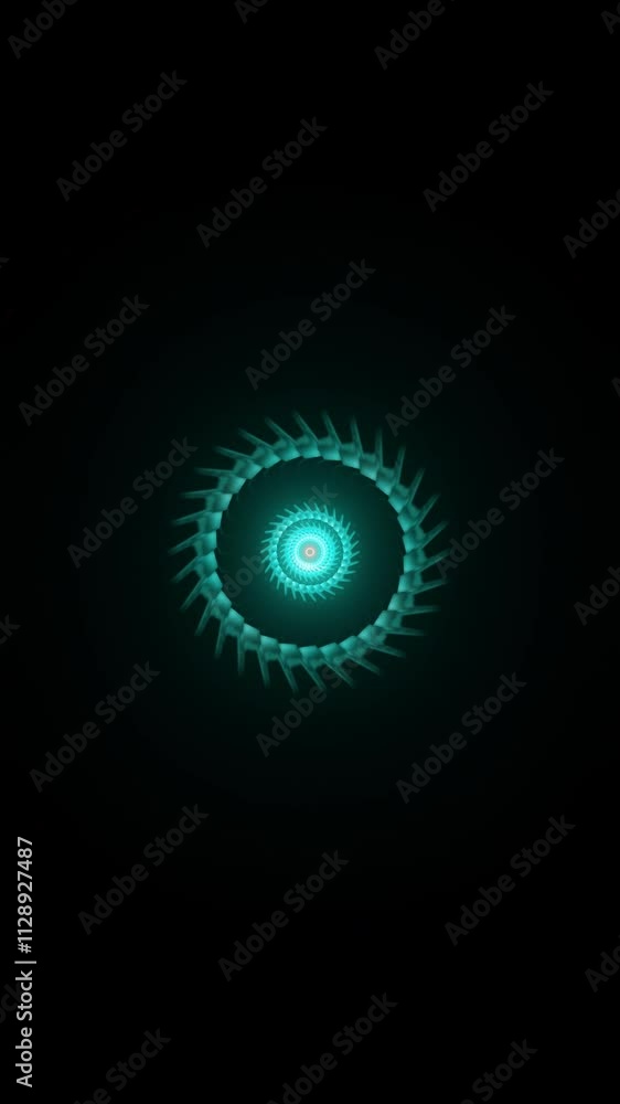Poster vertical video of seamless neon waveforms with abstract rotations