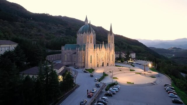 CASTEL PETROSO SEEN FROM ABOVE ILLUMINATED, JUST BEFORE DARKNESS 3 A
