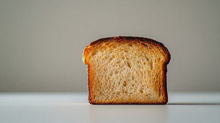 Perfectly toasted bread slice exhibits&nbsp;golden-brown surface with crispy texture, photographed against white background in&nbsp;clean, minimalist style&nbsp;for commercial presentation.