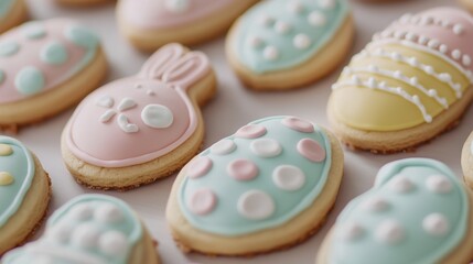 Fototapeta premium Colorful Handmade Easter Cookies with Pastel Icing and