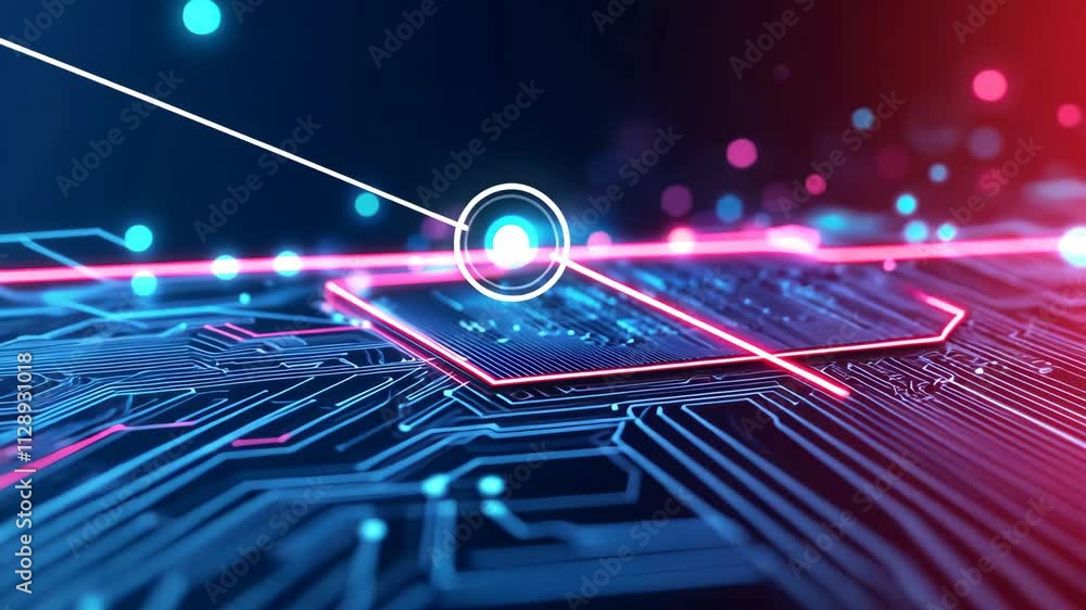 Poster futuristic digital background with neon lights and circuit patterns for technology concepts