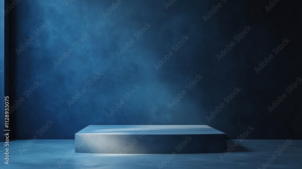 Poster minimalist display pod on dark background with soft lighting effect