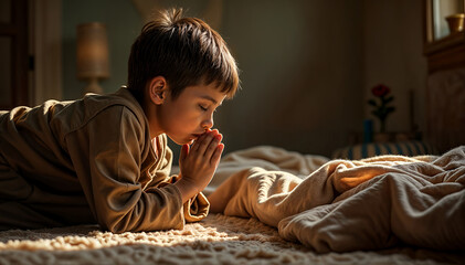 Be Childlike in Your Faith - Young Child Praying by Bedside