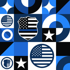 National Law Enforcement Appreciation Day. January 9. Seamless geometric pattern. Template for background, banner, card, poster. Vector EPS10 illustration.