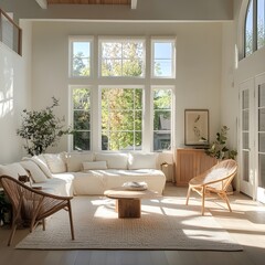 Bright and airy modern living room with natural light