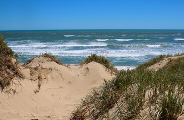 Sand dune with view at the sea (Coorong National Park, South Australia)