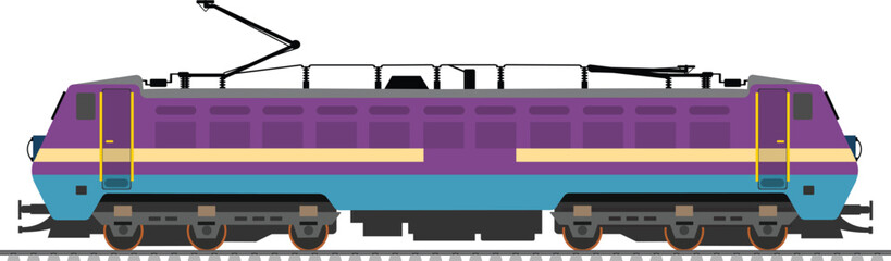 Train, Electric locomotive with white background vector, Violet and blue design, electric train, indian rail, wap locomotive