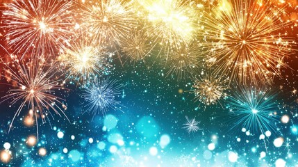 Vibrant Fireworks Lighting Up the Night Sky During a Festive or Event