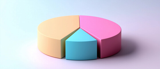 Obraz premium Pastel 3D Pie Chart.