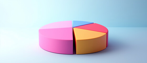 Obraz premium Colorful 3D Pie Chart on Blue Background.