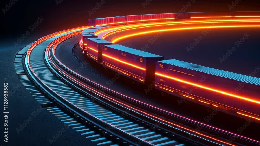 Aufkleber abstract concept of motion and speed with stylized neon lines and curved pathway