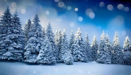 Naklejka premium christmas background with snowy fir trees