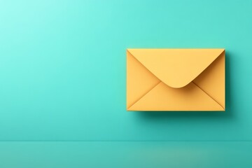 A flat, clean design of an envelope icon with a subtle glow, set against a solid pastel background