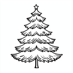 A modern Christmas tree rendered in a single line.