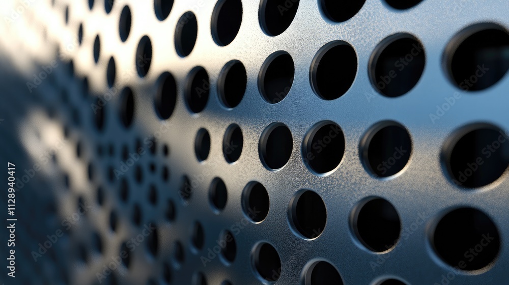 Poster close-up of a background with an intricate arrangement of holes, casting interesting shadows and cre
