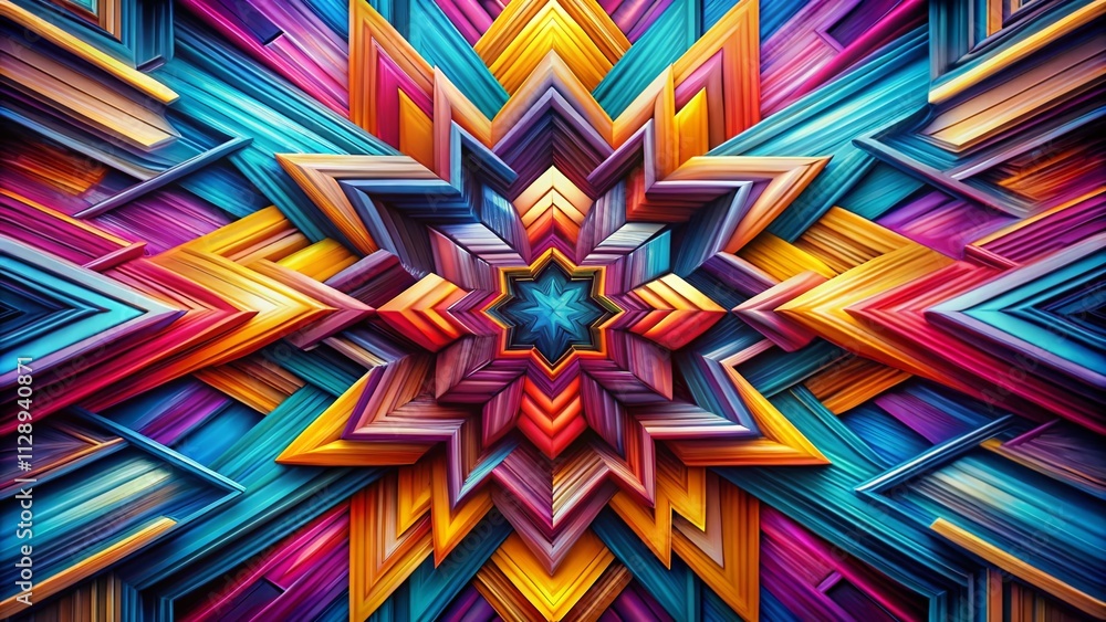 Poster dynamic abstract design featuring interwoven arrows and vibrant graphical elements for modern art an