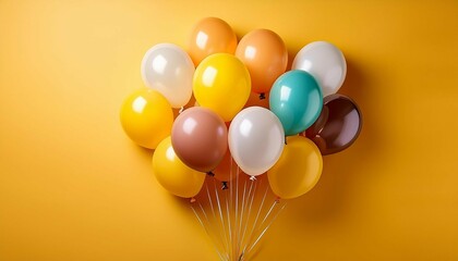festive bright minimalistic balloons on yellow background