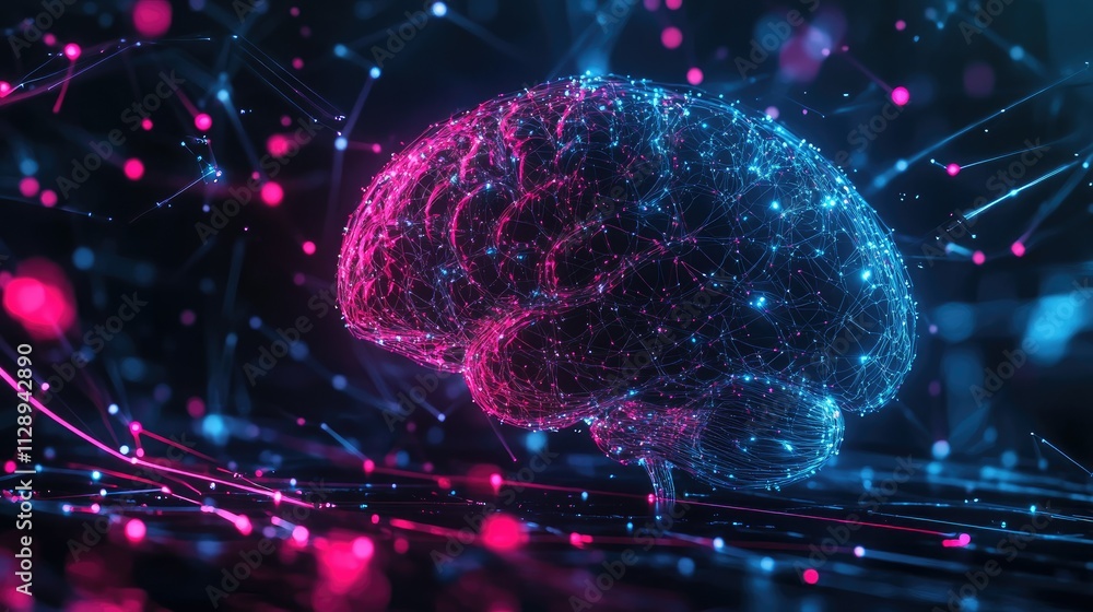 Aufkleber human brain showing intelligent thinking processing through the concept of a neural network
