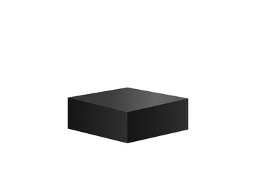 Elegant black geometric podium on transparent background for product display, PNG