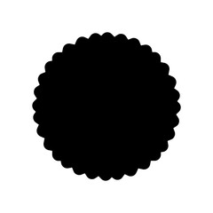 Black scalloped-edge badge icon, ideal for labels, stickers, seals, and graphic design use.