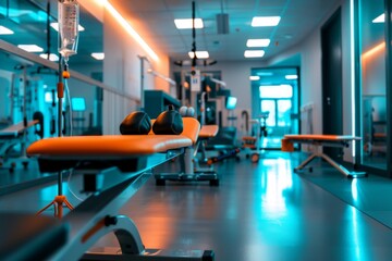 Fototapeta premium Interior of a ultramodern rehabilitation center with tech assisted tools