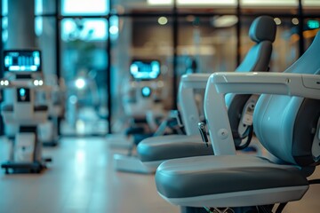 Fototapeta premium Interior of a ultramodern rehabilitation center with tech assisted tools