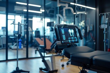 Fototapeta premium Interior of a ultramodern rehabilitation center with tech assisted tools