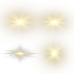 Yellow light effects. Beam from a spotlight and a star. Gold Shine, glow, white. Glowing abstract isolated light effects lens. Lens flash, explosion, spark.  © Ольга Гордеева