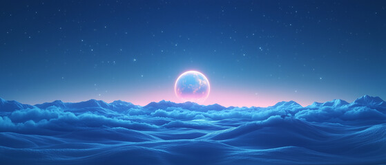 Pink Moon Over Blue Mountains.