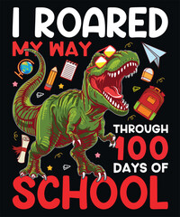 100 days of school monster t-shirt design vector illustration
