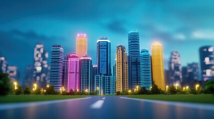 Fototapeta premium Neon Cityscape at Night