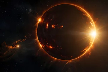 Fototapeten The universe system of light, the sun shines brightly and stars surround the earth. © gallery light