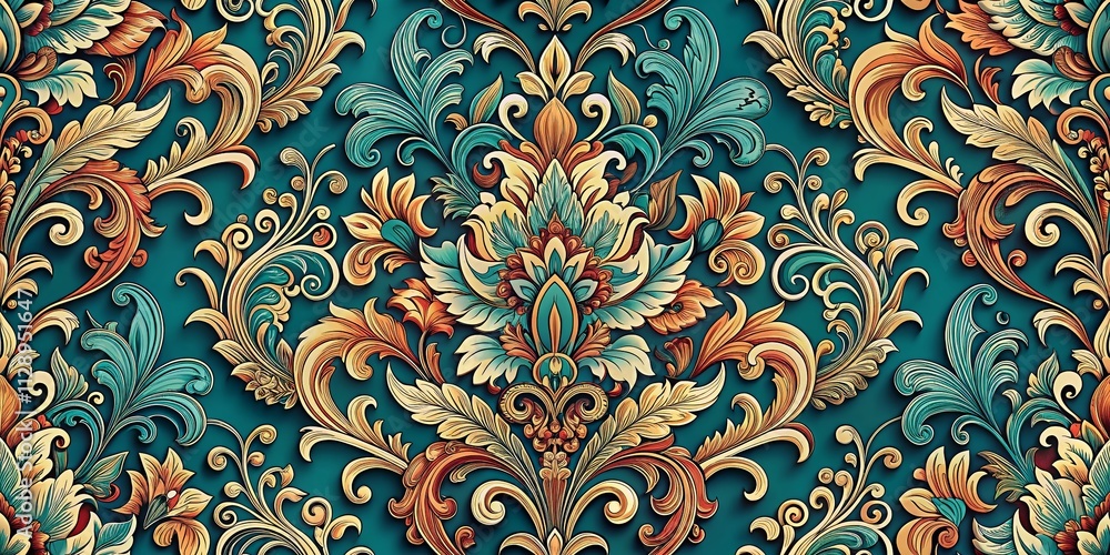 Poster elegant abstract damask pattern with rich textures and ornamental design for sophisticated backgroun