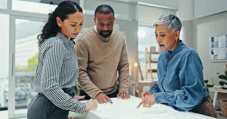 Architects, lightbox and meeting with agency, planning and discussion for creative partnership....
