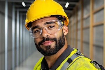 A vibrant image of an electrician replacing a circuit breaker in a commercial building, with precision tools neatly arranged nearby