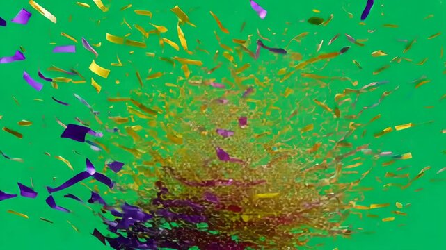 Colorful Confetti Celebration Festive Party with Vibrant Green Backgrounds