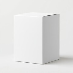 Minimalist blank cereal box with white matte finish, isolated on a seamless white background, ready for packaging design mockups