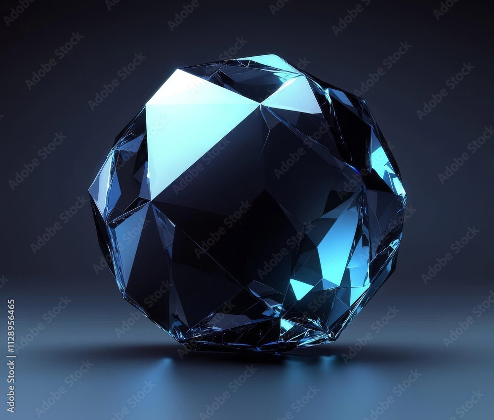 Poster an abstract 3d illustration of a low poly sphere with a chaotic structure, placed in a sci-fi backdr