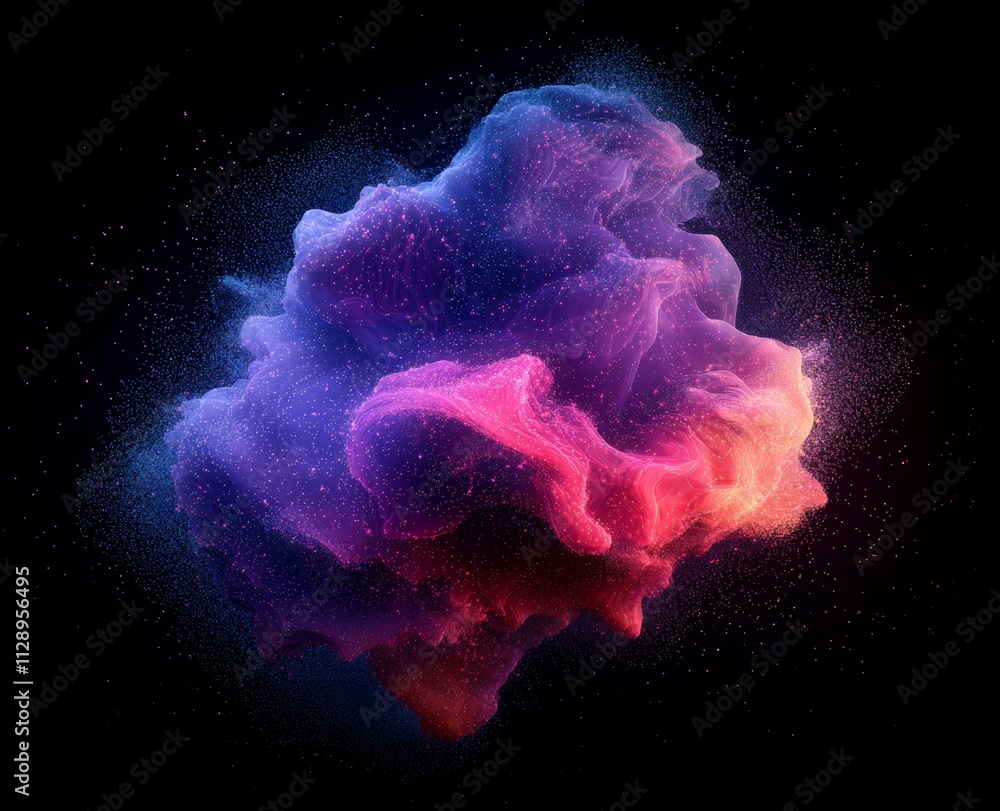 Poster an abstract 3d illustration of disorderly particles. cubes floating in an empty space. kinetic desig