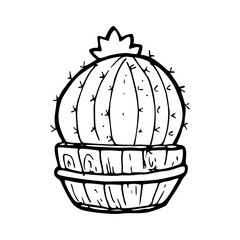cartoon of cactus plant for coloring page
